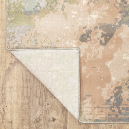 10' X 13' Pink And Cream Abstract Area Rug
