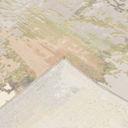 10' X 13' Pink And Cream Abstract Area Rug