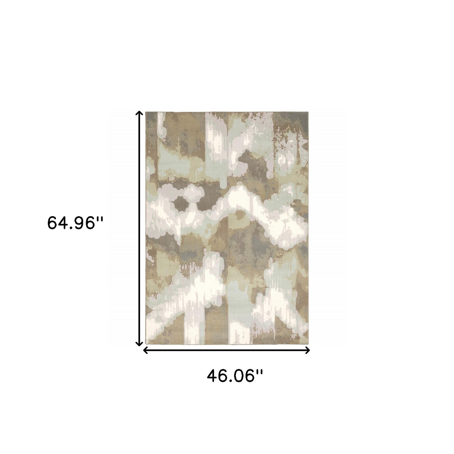 4' X 6' Sage Grey And Brown Abstract Power Loom Stain Resistant Area Rug