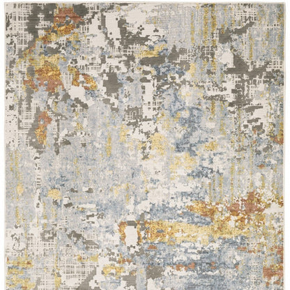 3' X 5' Beige And Blue Abstract Area Rug