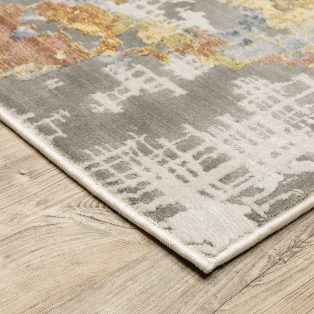 3' X 5' Beige And Blue Abstract Area Rug