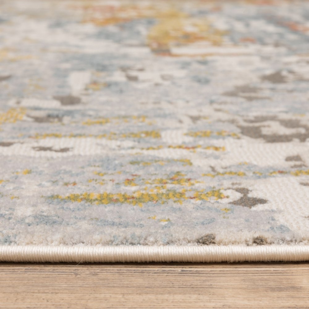 3' X 5' Beige And Blue Abstract Area Rug