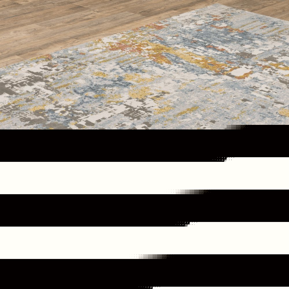 7' X 10' Beige And Blue Abstract Area Rug