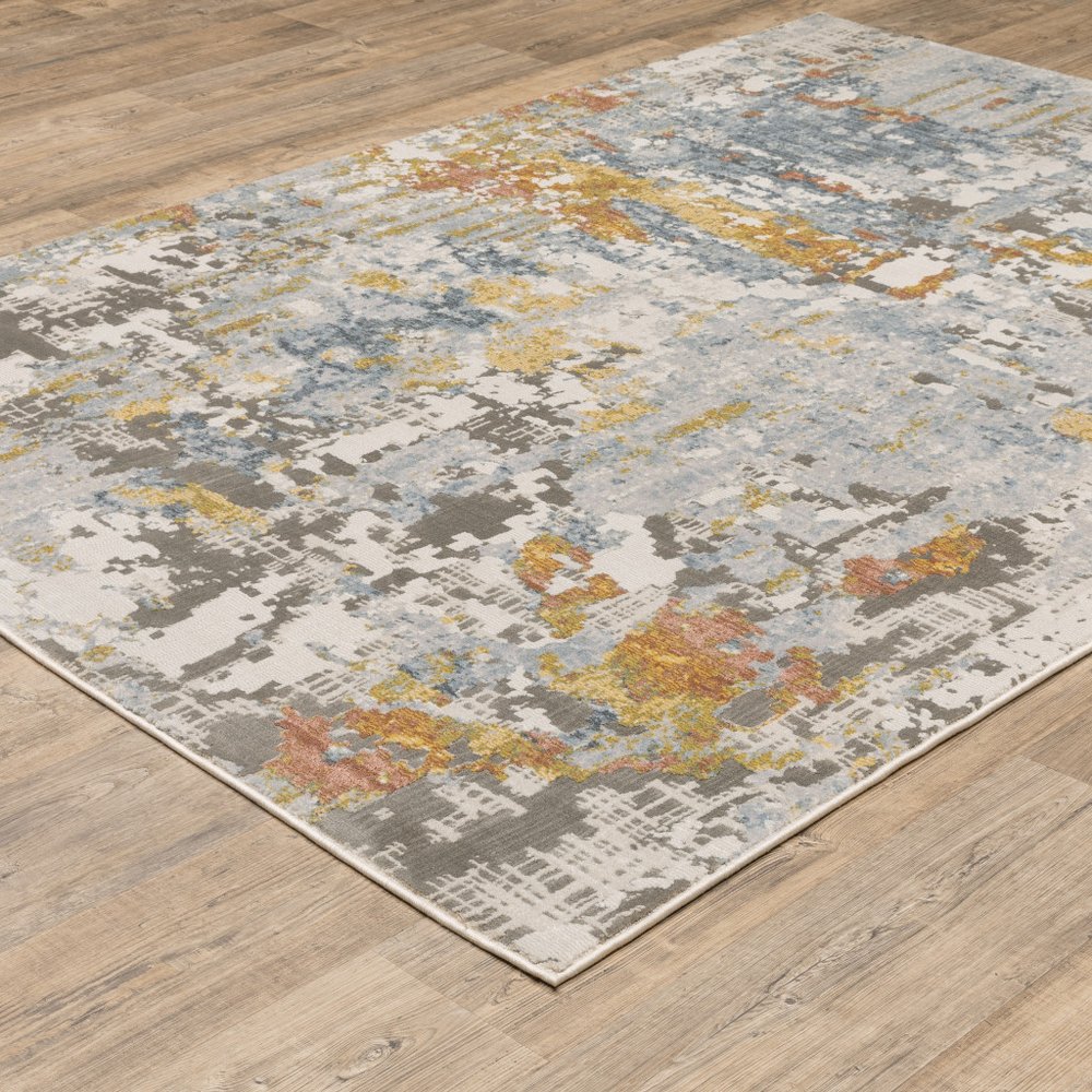 8' X 11' Beige And Blue Abstract Area Rug
