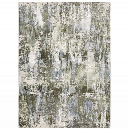 7' X 10' Green And Blue Abstract Area Rug