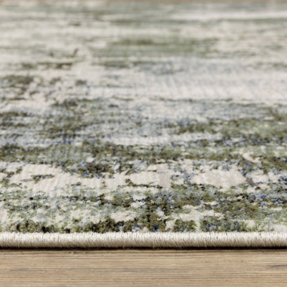 7' X 10' Green And Blue Abstract Area Rug