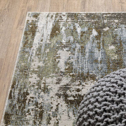 7' X 10' Green And Blue Abstract Area Rug
