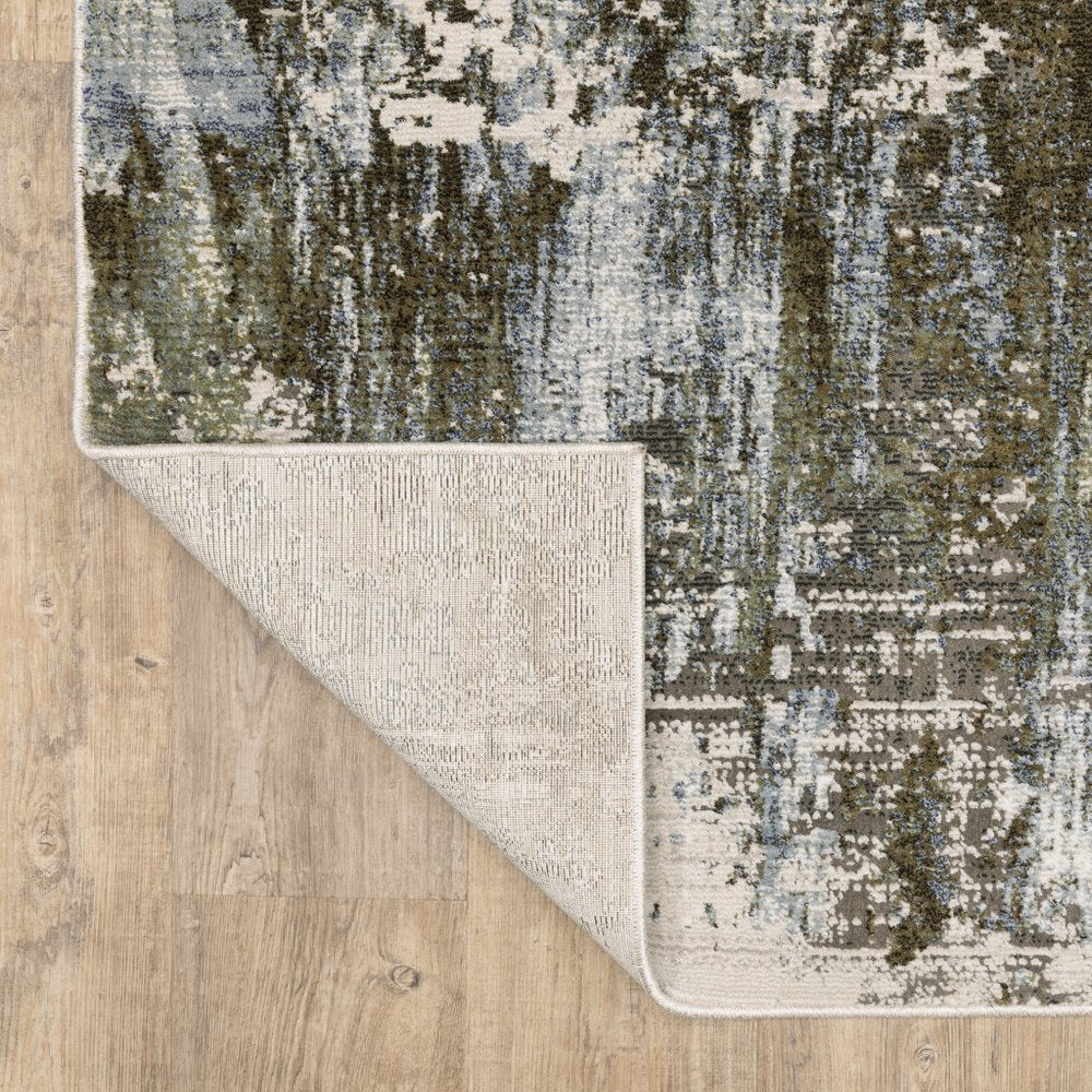 7' X 10' Green And Blue Abstract Area Rug