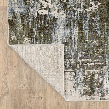 7' X 10' Green And Blue Abstract Area Rug