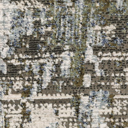 7' X 10' Green And Blue Abstract Area Rug