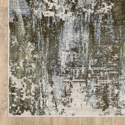 7' X 10' Green And Blue Abstract Area Rug