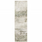 2' X 8' Beige Grey Brown And Sage Green Abstract Power Loom Stain Resistant Runner Rug