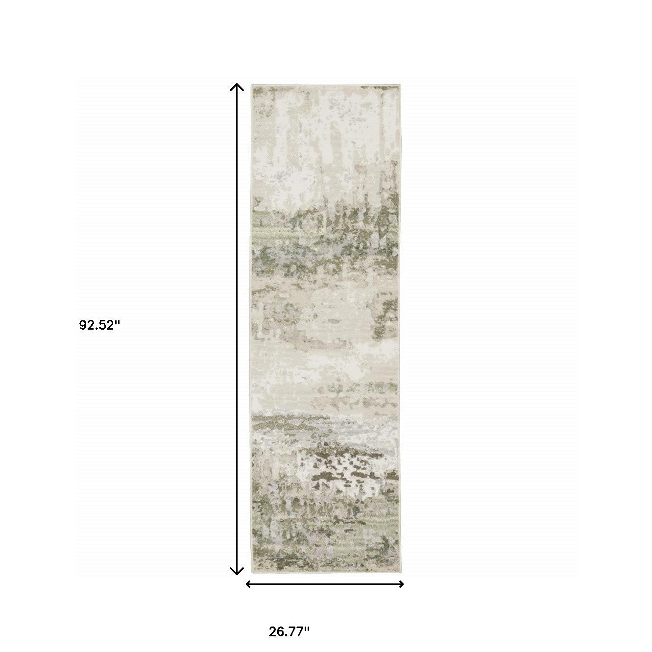 2' X 8' Beige Grey Brown And Sage Green Abstract Power Loom Stain Resistant Runner Rug