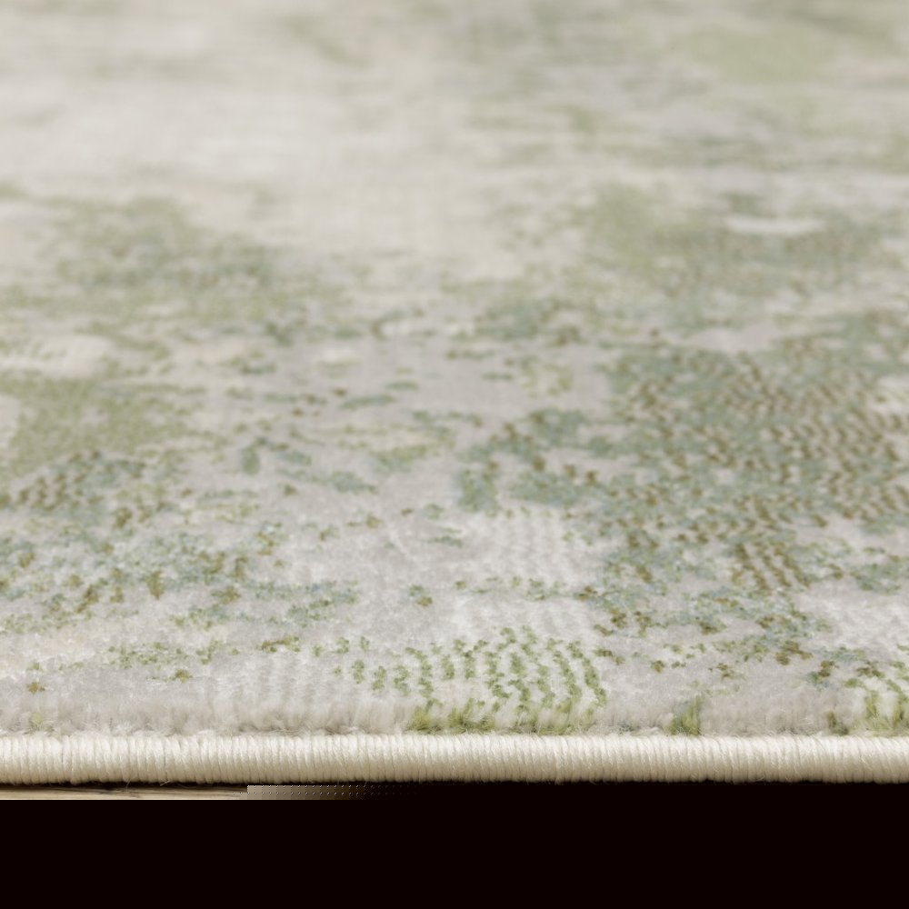 2' X 8' Beige Grey Brown And Sage Green Abstract Power Loom Stain Resistant Runner Rug