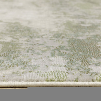 2' X 8' Beige Grey Brown And Sage Green Abstract Power Loom Stain Resistant Runner Rug