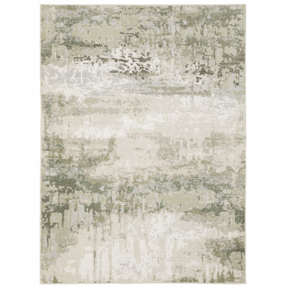 3' X 5' Beige Grey Brown And Sage Green Abstract Power Loom Stain Resistant Area Rug