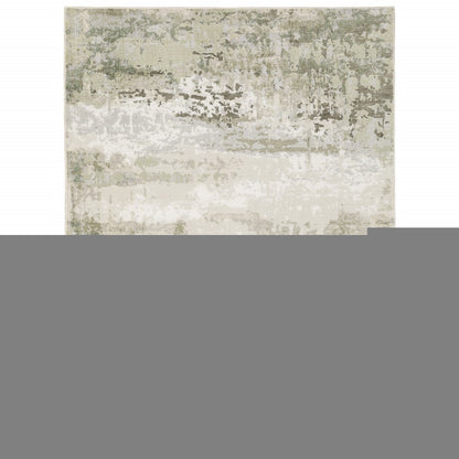 3' X 5' Beige Grey Brown And Sage Green Abstract Power Loom Stain Resistant Area Rug