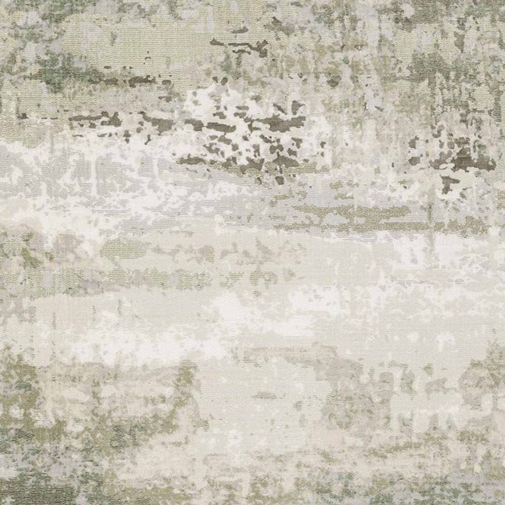 3' X 5' Beige Grey Brown And Sage Green Abstract Power Loom Stain Resistant Area Rug