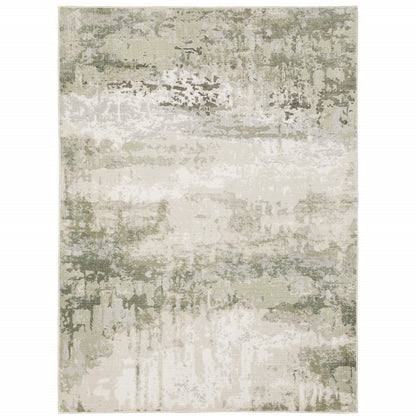 5' X 8' Beige And Green Abstract Distressed Area Rug