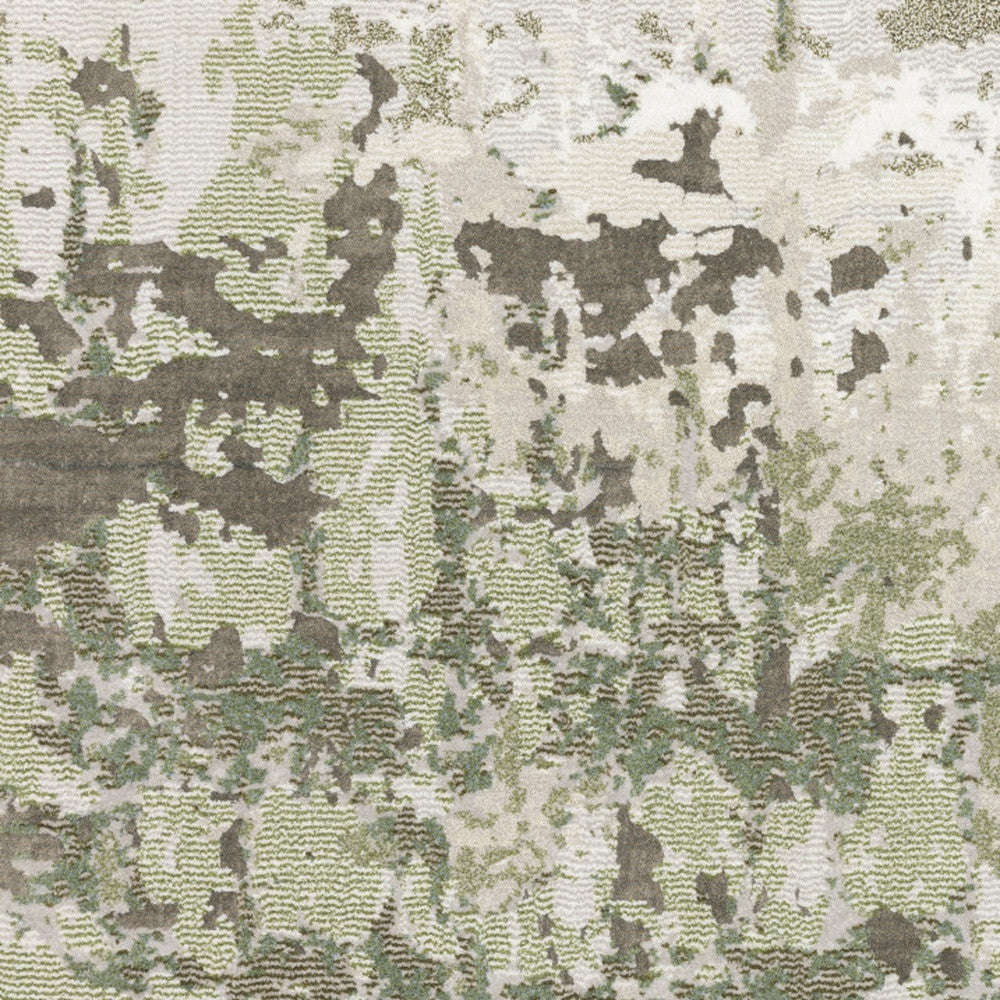 10' X 13' Beige Grey Brown And Sage Green Abstract Power Loom Stain Resistant Area Rug