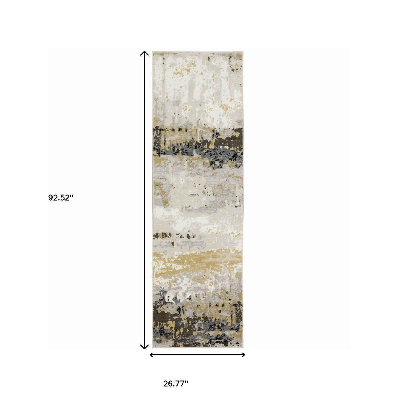 2' X 8' Grey Gold Beige Black And Brown Abstract Power Loom Stain Resistant Runner Rug