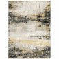 3' X 5' Grey Gold Beige Black And Brown Abstract Power Loom Stain Resistant Area Rug