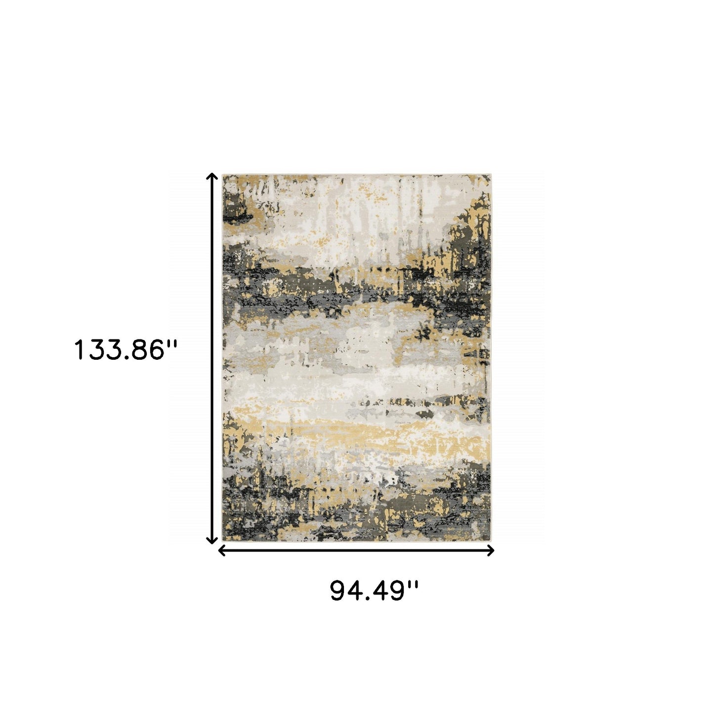 8' X 11' Grey Gold Beige Black And Brown Abstract Power Loom Stain Resistant Area Rug