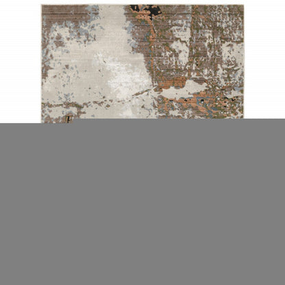 5' X 8' Grey Salmon Pink Blue Beige And Green Abstract Power Loom Stain Resistant Area Rug