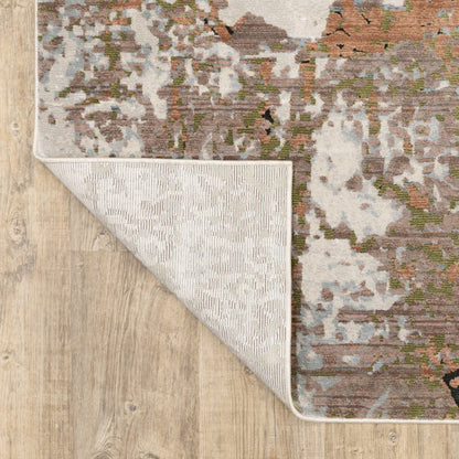 7' X 10' Beige And Pink Abstract Distressed Area Rug