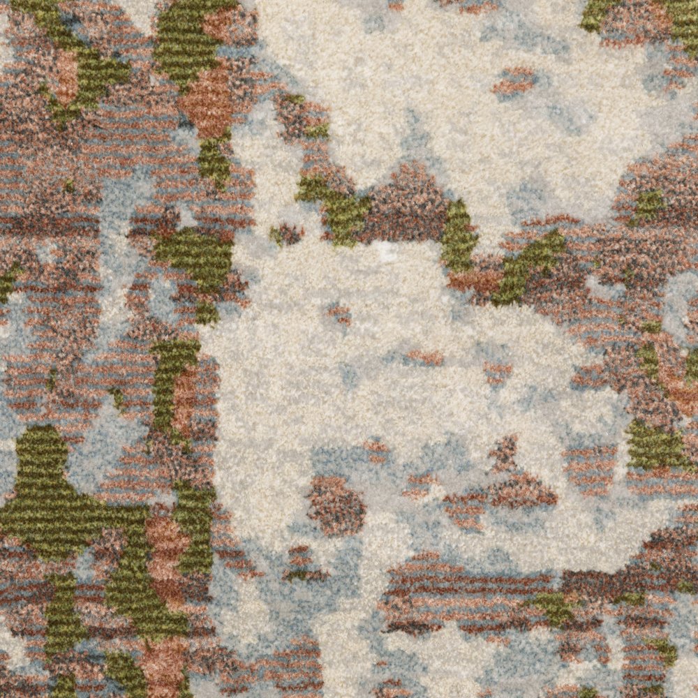 7' X 10' Beige And Pink Abstract Distressed Area Rug