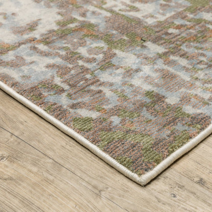 8' X 11' Beige And Pink Abstract Distressed Area Rug