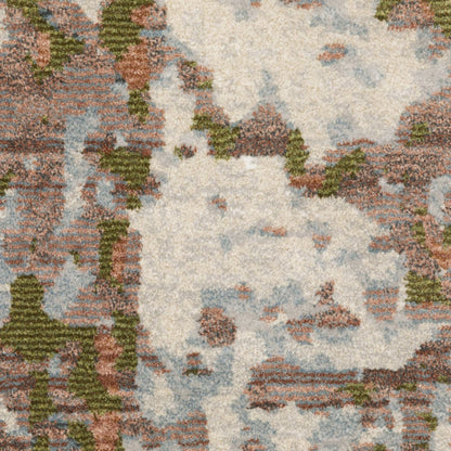 8' X 11' Beige And Pink Abstract Distressed Area Rug