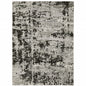 3' X 5' Grey Charcoal Black And Ivory Abstract Power Loom Stain Resistant Area Rug