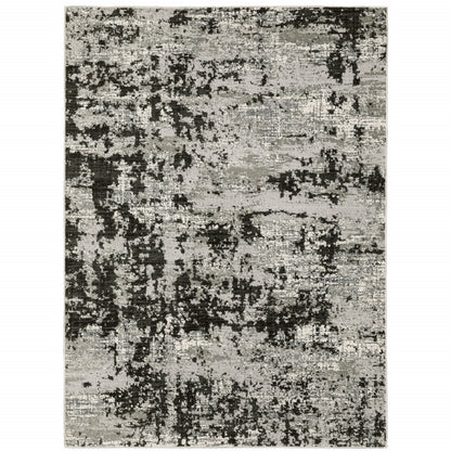 5' X 8' Grey Charcoal Black And Ivory Abstract Power Loom Stain Resistant Area Rug