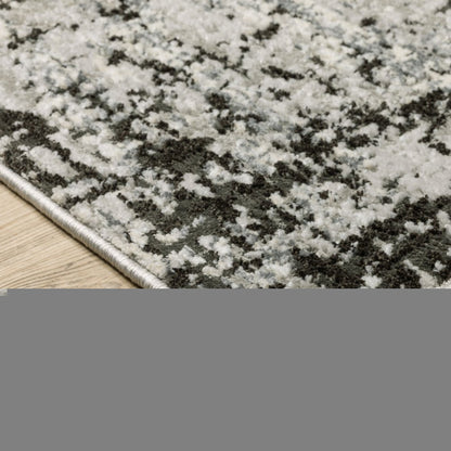 7' X 10' Gray And Black Abstract Distressed Area Rug