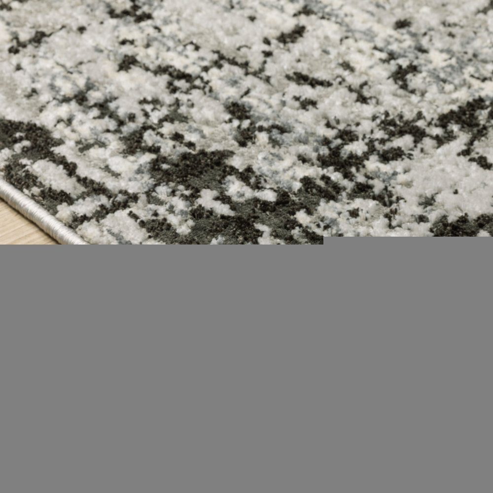 8' X 11' Gray And Black Abstract Distressed Area Rug