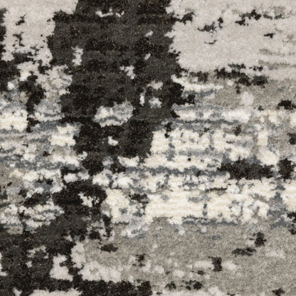 8' X 11' Gray And Black Abstract Distressed Area Rug