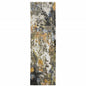 2' X 8' Grey Gold Blue Orange Beige And Brown Abstract Power Loom Stain Resistant Runner Rug