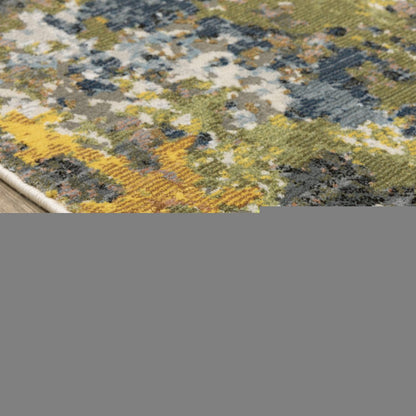 3' X 5' Grey Gold Blue Orange Beige And Brown Abstract Power Loom Stain Resistant Area Rug