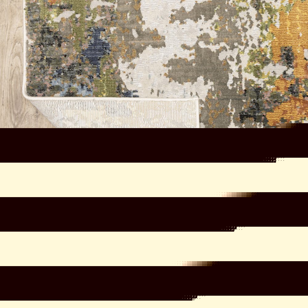 7' X 10' Beige Green And Orange Abstract Area Rug
