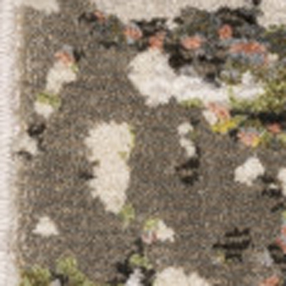 5' X 8' Grey Green Gold Blue And Beige Abstract Power Loom Stain Resistant Area Rug