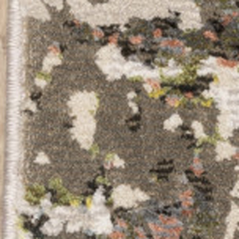 7' X 10' Gray And Green Abstract Area Rug