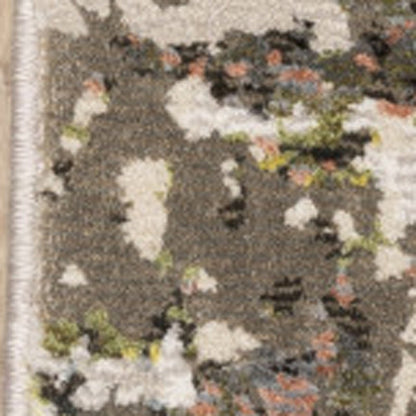 7' X 10' Gray And Green Abstract Area Rug