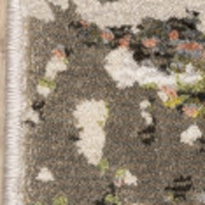 8' X 11' Gray And Green Abstract Area Rug