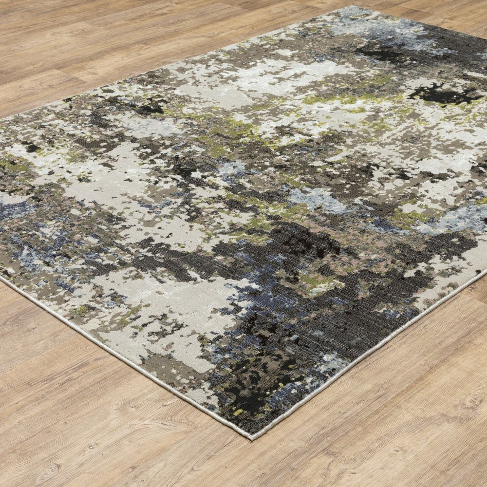 8' X 11' Gray And Green Abstract Area Rug