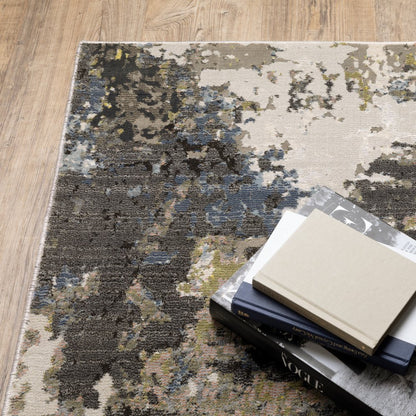 8' X 11' Gray And Green Abstract Area Rug
