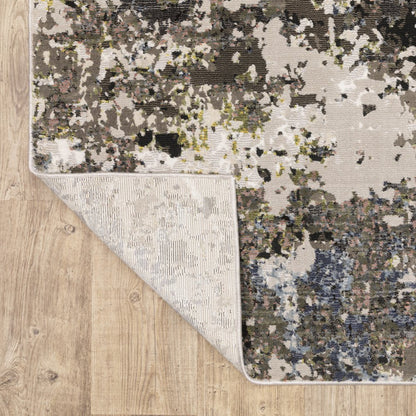 8' X 11' Gray And Green Abstract Area Rug