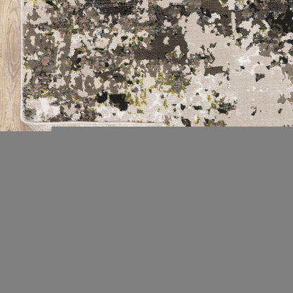 10' X 13' Grey Green Gold Blue And Beige Abstract Power Loom Stain Resistant Area Rug