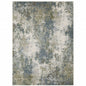 3' X 5' Blue Grey Green And Beige Abstract Power Loom Stain Resistant Area Rug