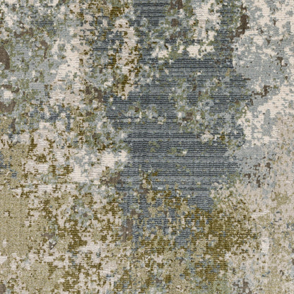 5' X 8' Blue Grey Green And Beige Abstract Power Loom Stain Resistant Area Rug